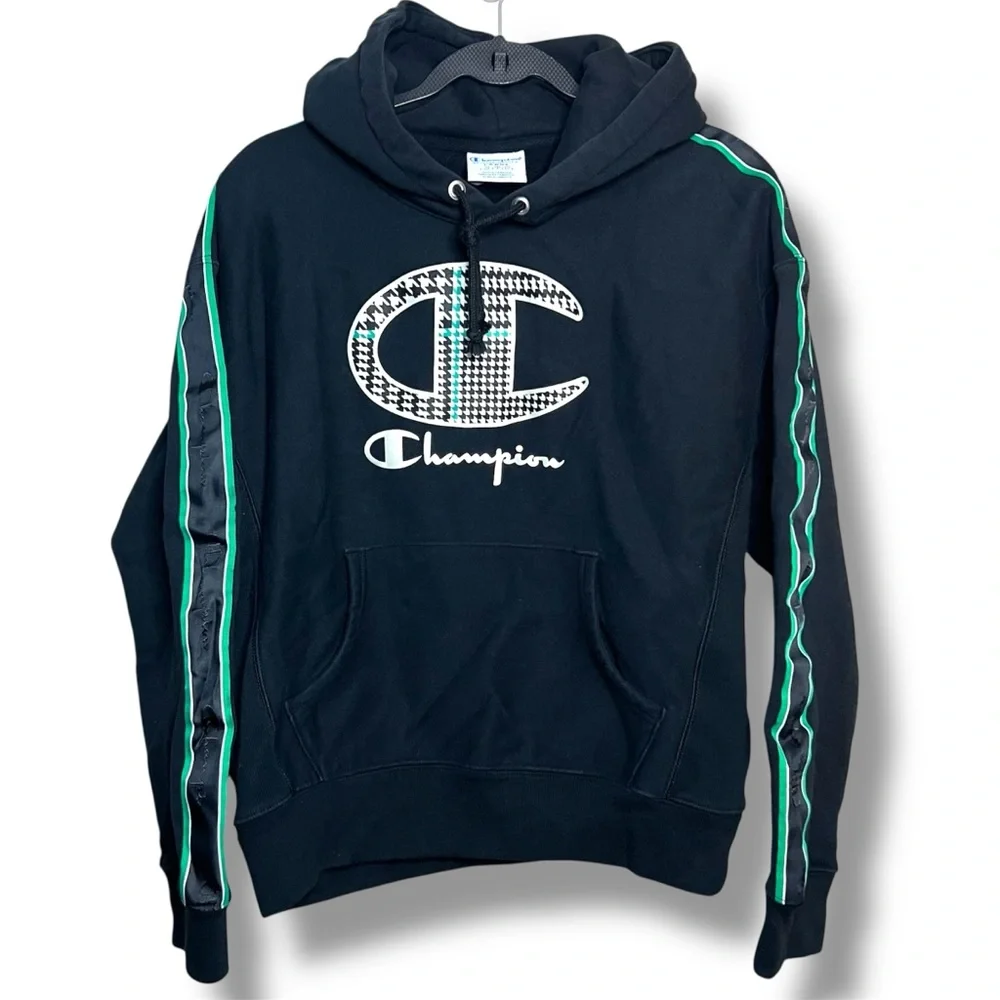 Champion Women's Size Large Reverse Weave Houndstooth Logo Pullover Hoodie - Picture 1 of 13